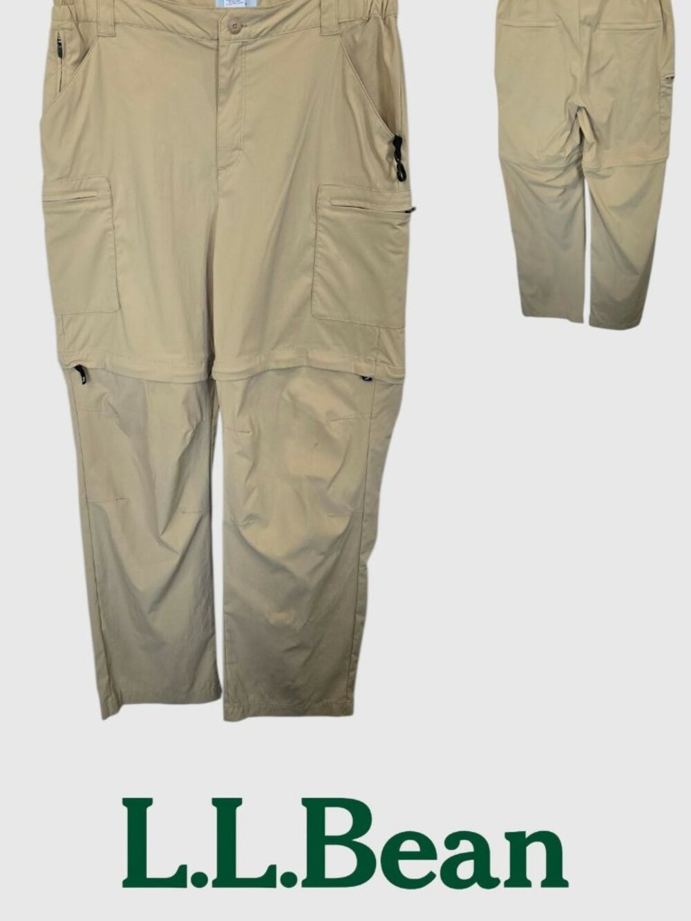 L.L. Bean Quick Dry Elastic Waist Flat Front Cargo HIking Pants Mens Medium R